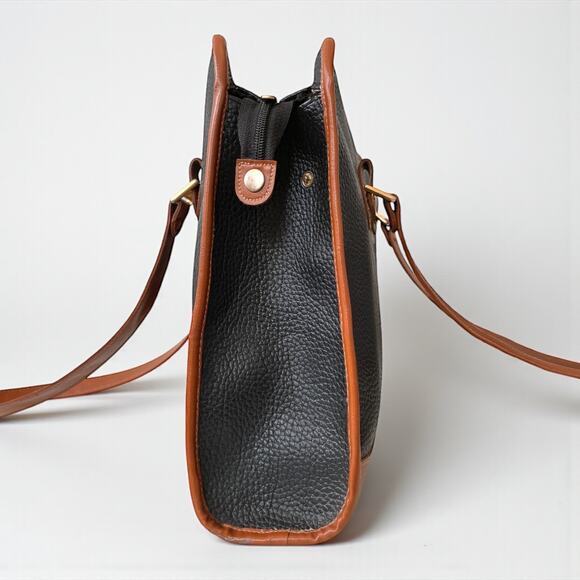 GUESS Black Cognac Leather Satchel Laptop Bag 90s Vintage Oldmoney Corporate - Picture 6 of 9